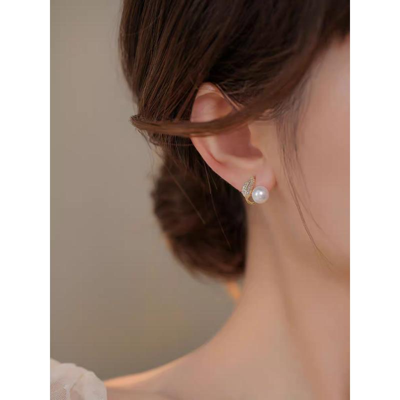 【66】叶子珠珠满钻气质耳环耳款耳钉女高级感耳环批发