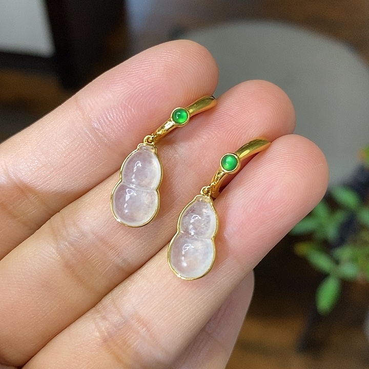 翡翠18K金镶嵌耳饰