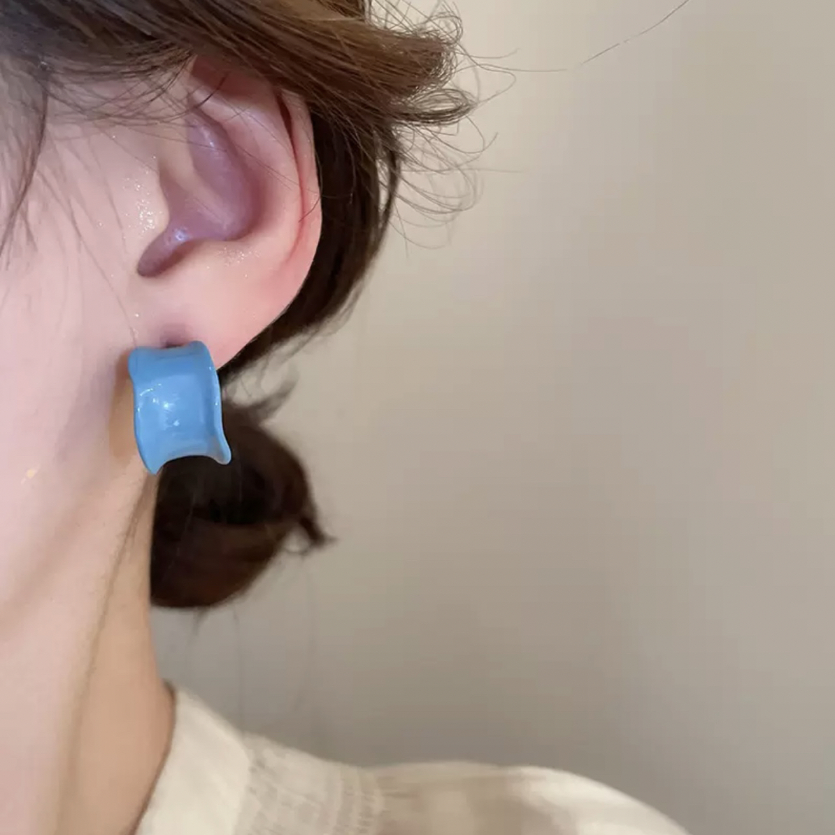 铜合金耳饰 朴甜｜银针几何耳钉日韩耳饰女设计感几何耳饰滴釉轻奢