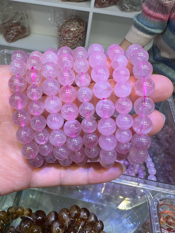 天然水晶马达加斯加粉晶手链手串