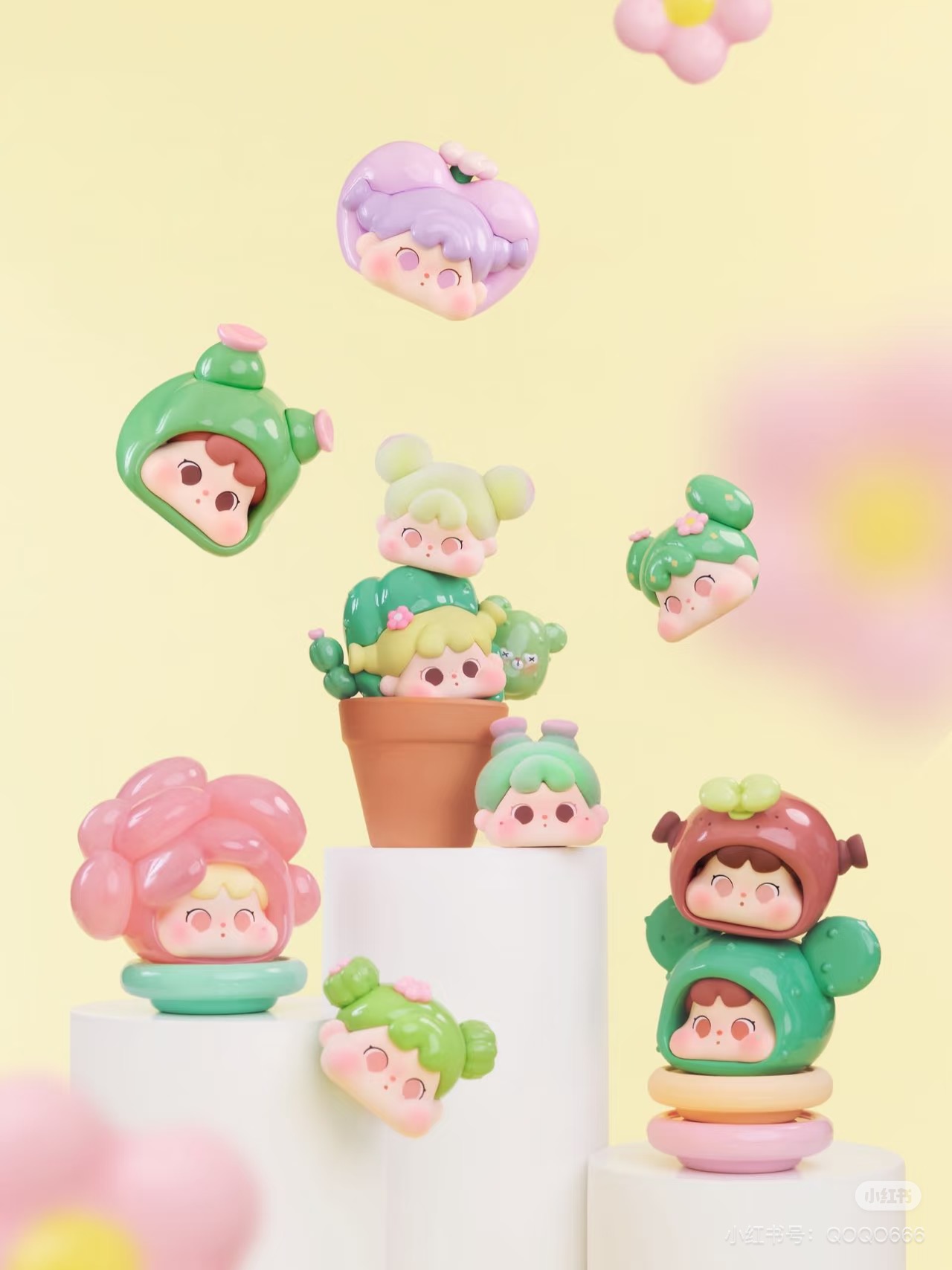【代拆】新品QOQO多肉的故事MINI FACE 系列萌粒盲盒潮玩流行公仔