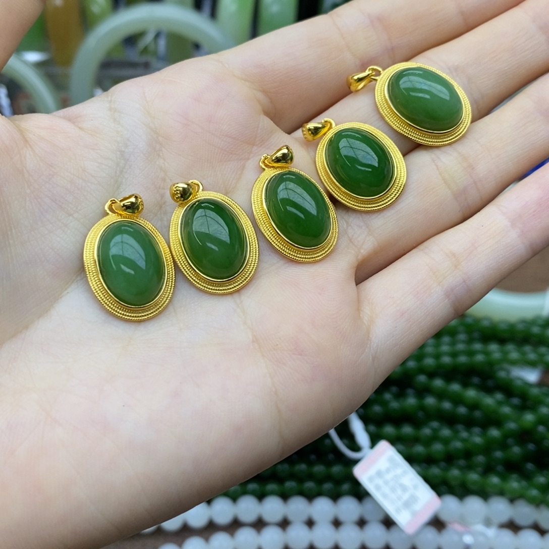 和田玉银S925镶嵌挂件