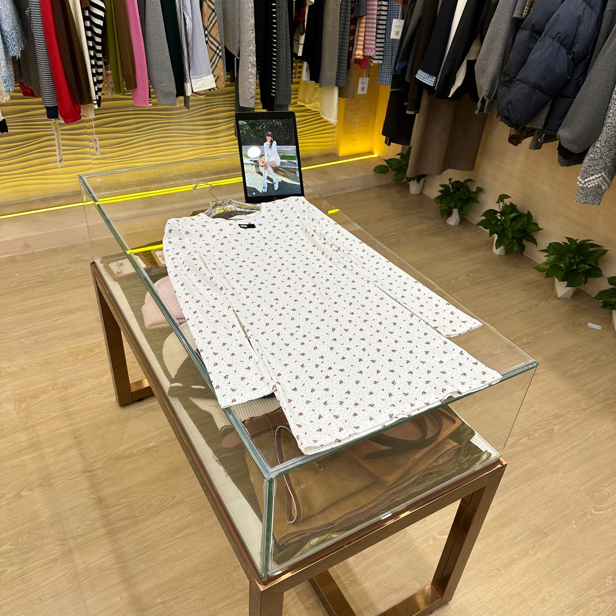 A571【m*u印花打底裙】高版本25n早秋新款针织衫长袖圆领连衣裙