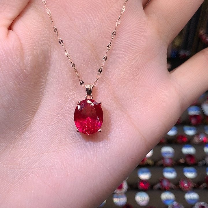 红宝石吊坠(赠链)银S925镶嵌1012