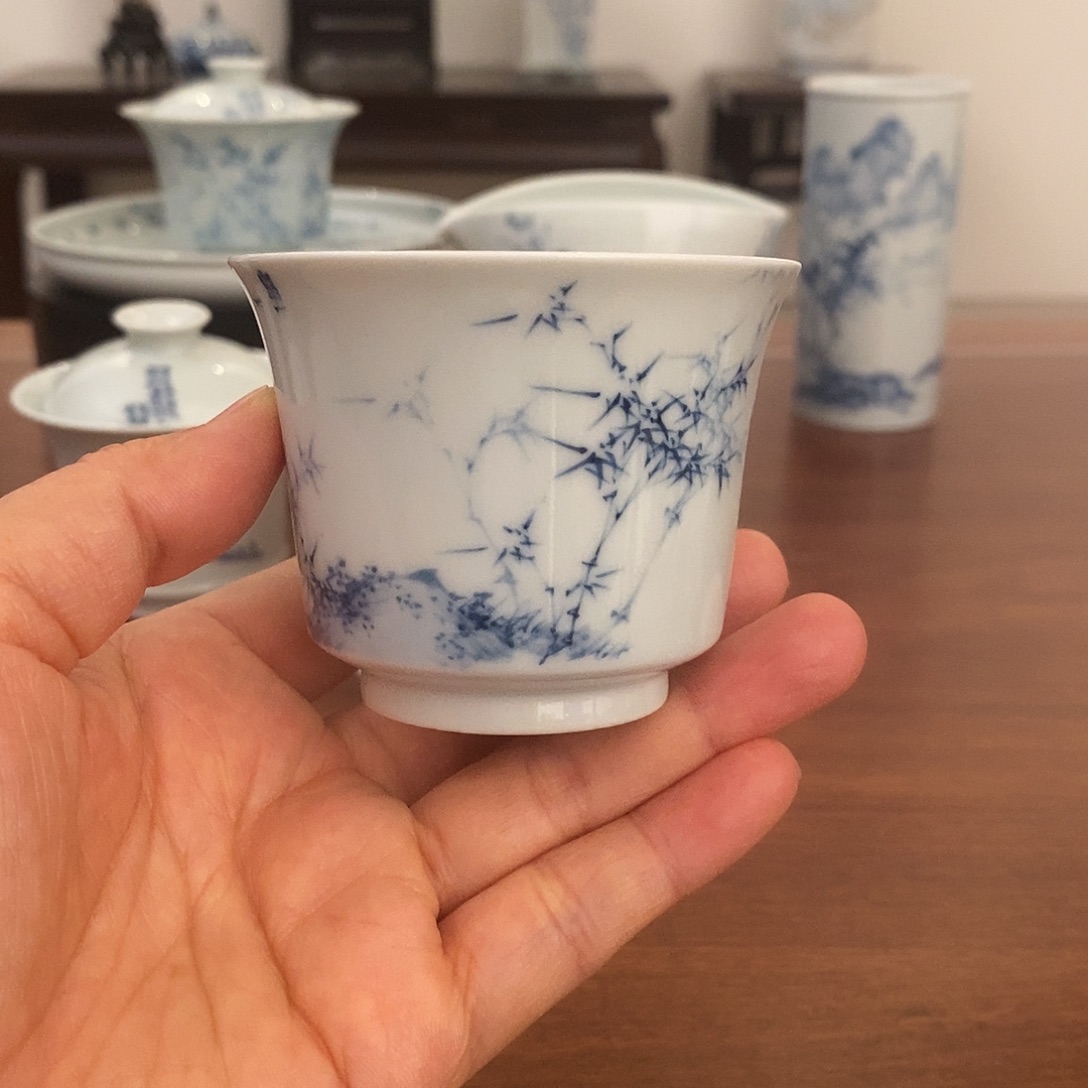 景德镇艺术墨竹单杯