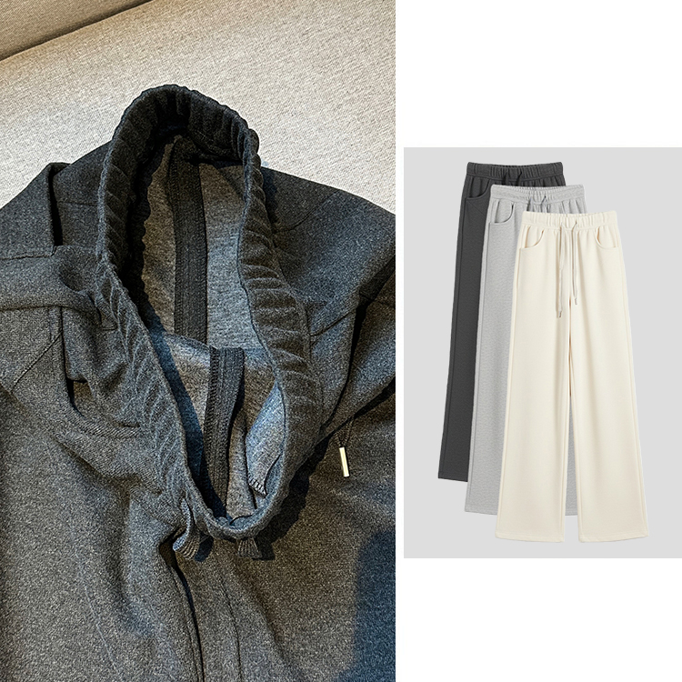 秋冬季加绒休闲裤直筒女款2025新款洋气遮肉显瘦小个子宽松阔腿裤