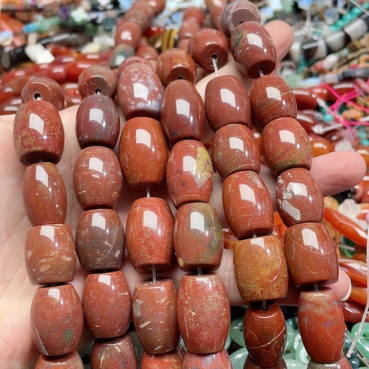 玛瑙/玉髓珠宝半成品未镶嵌4个战国红桶珠