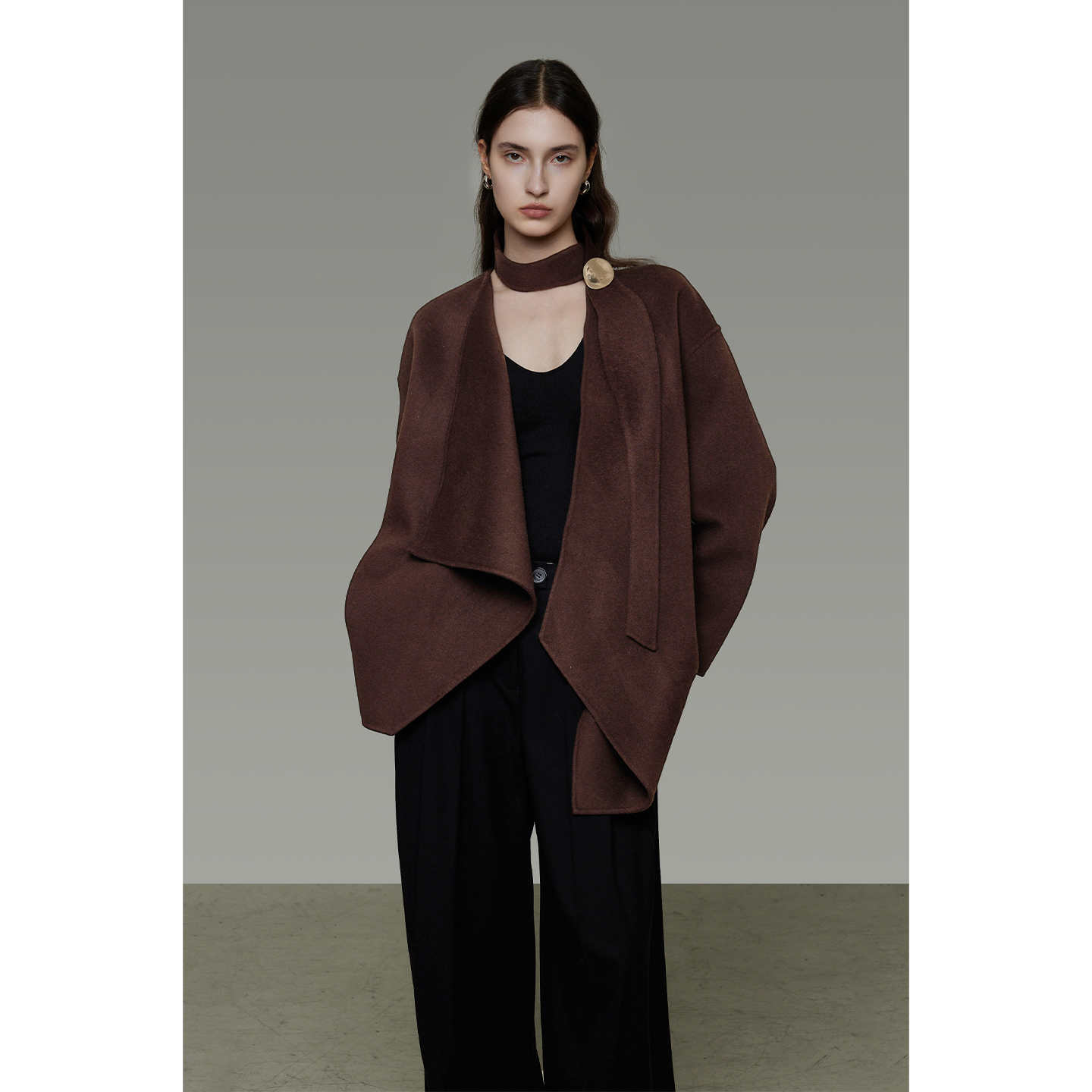 11.01上新【金属大纽扣 复古典雅高级感】造型感毛呢外套UD25W228