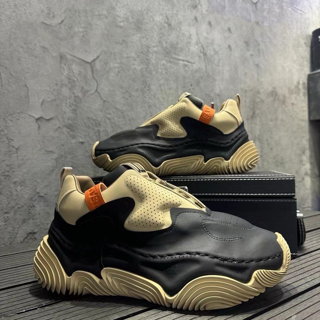 2025秋冬新款牛皮厚底增高鞋时尚休闲百搭运动鞋潮款老爹包底鞋