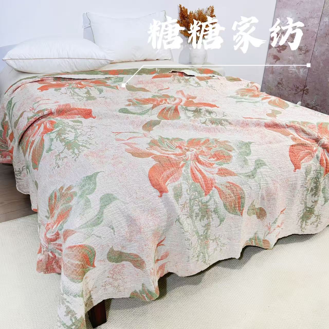 【外贸原单】轻奢舒适柔软透气罗布麻床盖（倾城 220*240）