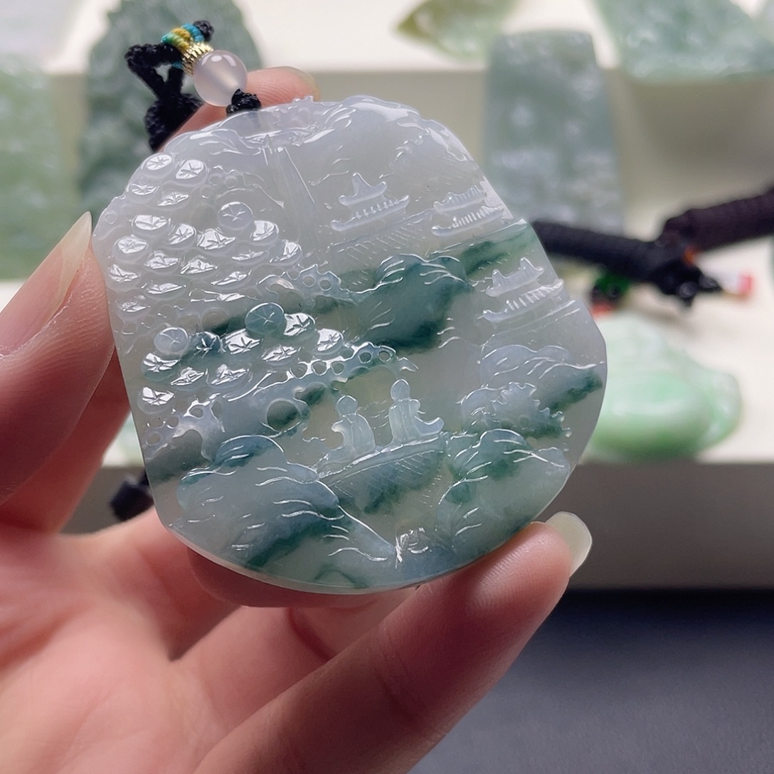 温***道翡翠未镶嵌颈饰天然翡翠1111111