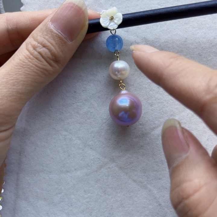 淡水珍珠吊坠银S925镶嵌