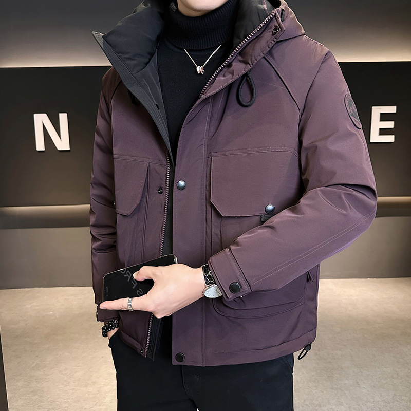 TUCANO/啄木鳥连帽厚款保暖印花拼接男士男士韩版秋冬休闲羽绒服