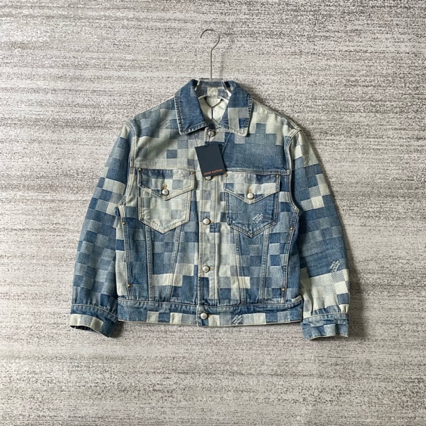 未使用 LouisVuitton/路易威登 24菲董棋盘格牛仔外套/44码#8610