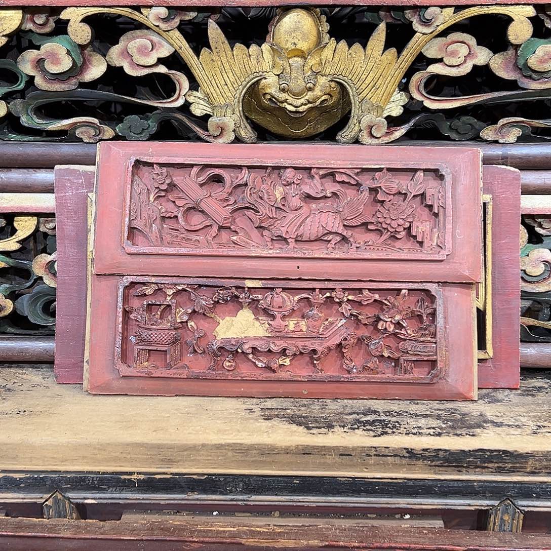 剔***红香榧木老木雕花板