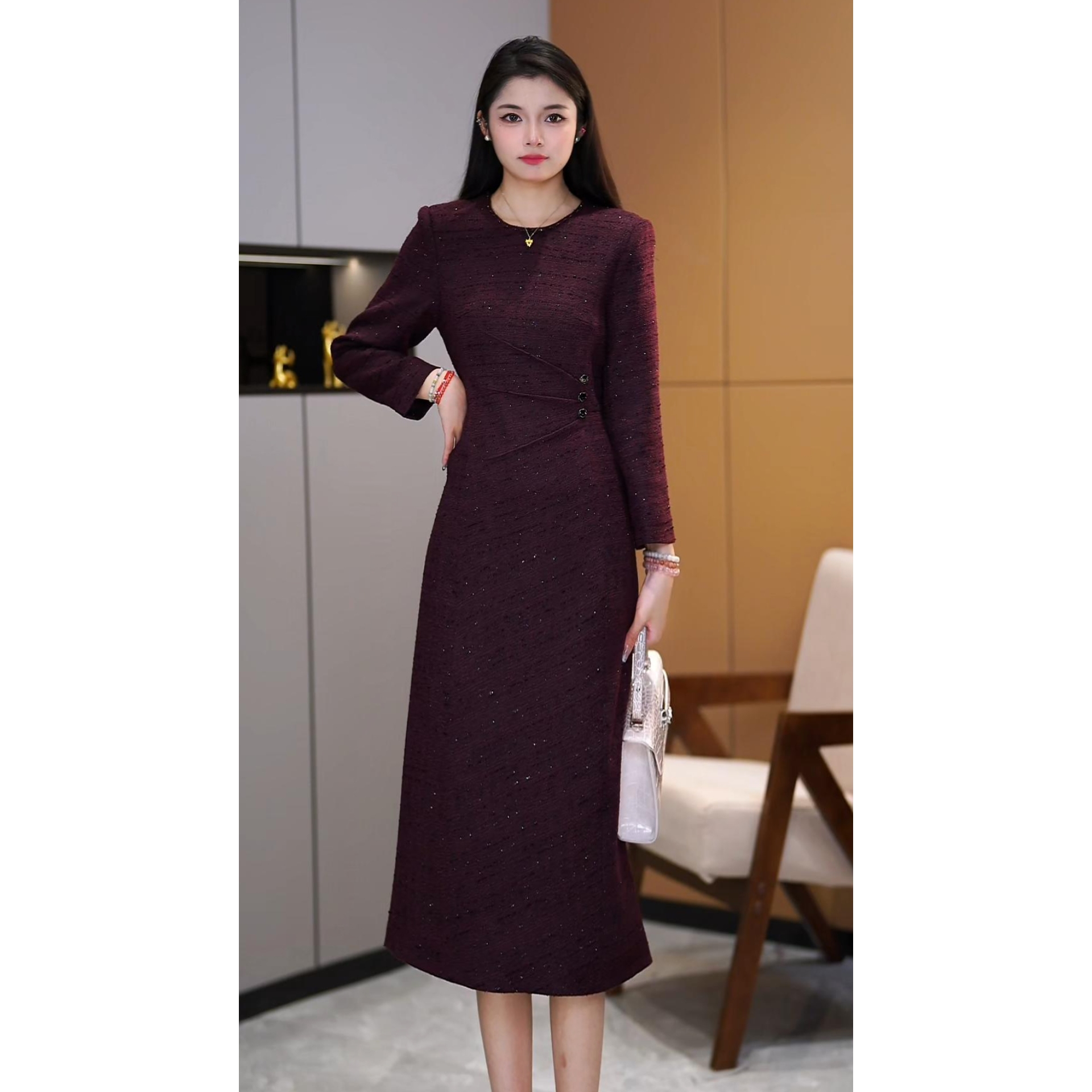 【咔尔丽丝】秋冬高端大码显瘦 6797 气质时尚百搭女装连衣裙