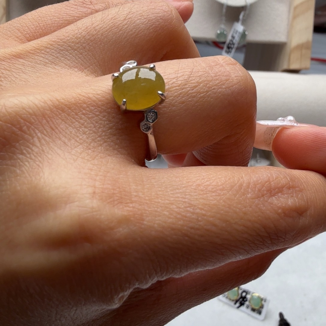 翡翠银S925镶嵌戒指33333