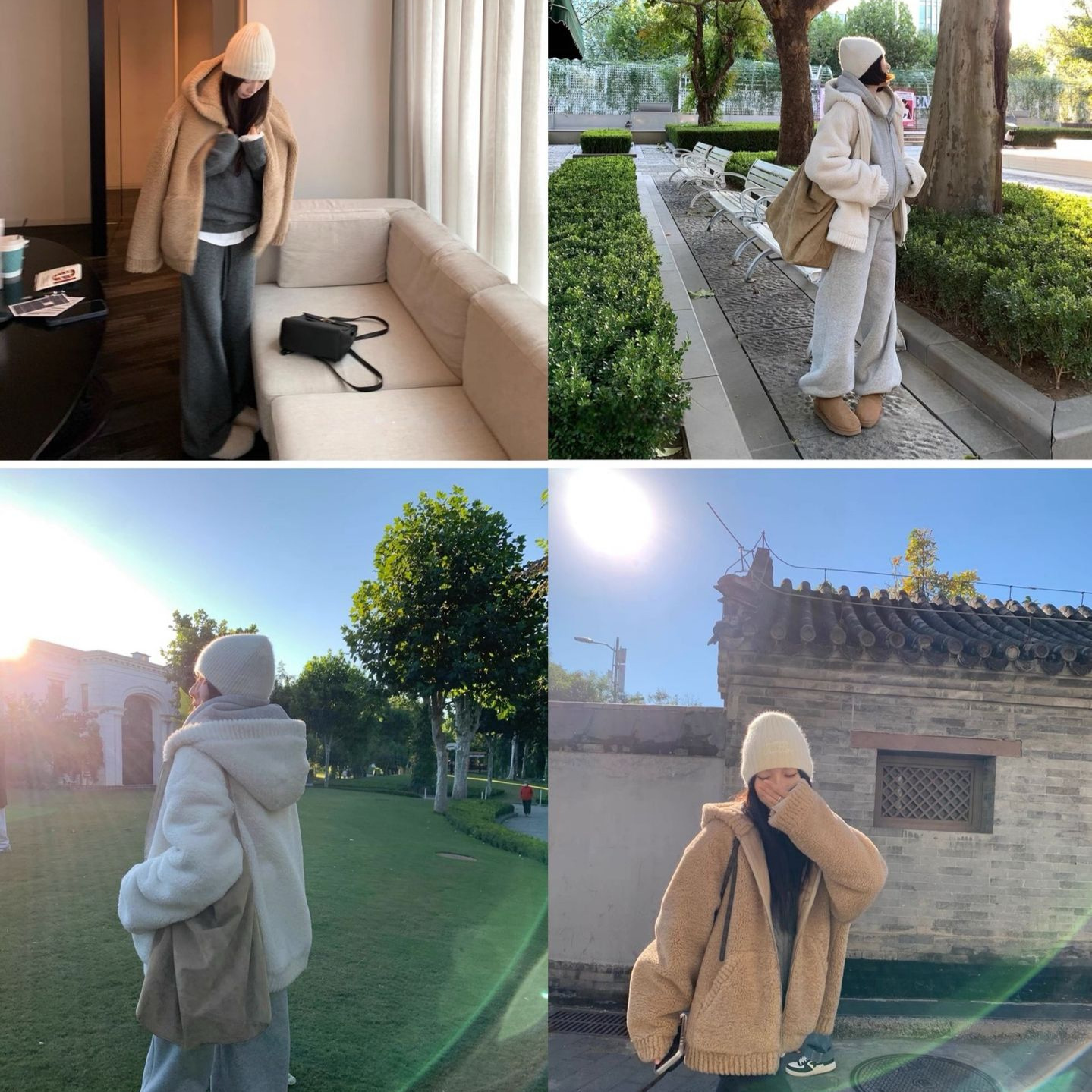 衫韵“冬日摩登”复古连帽宽松仿羊羔毛外套韩系休闲