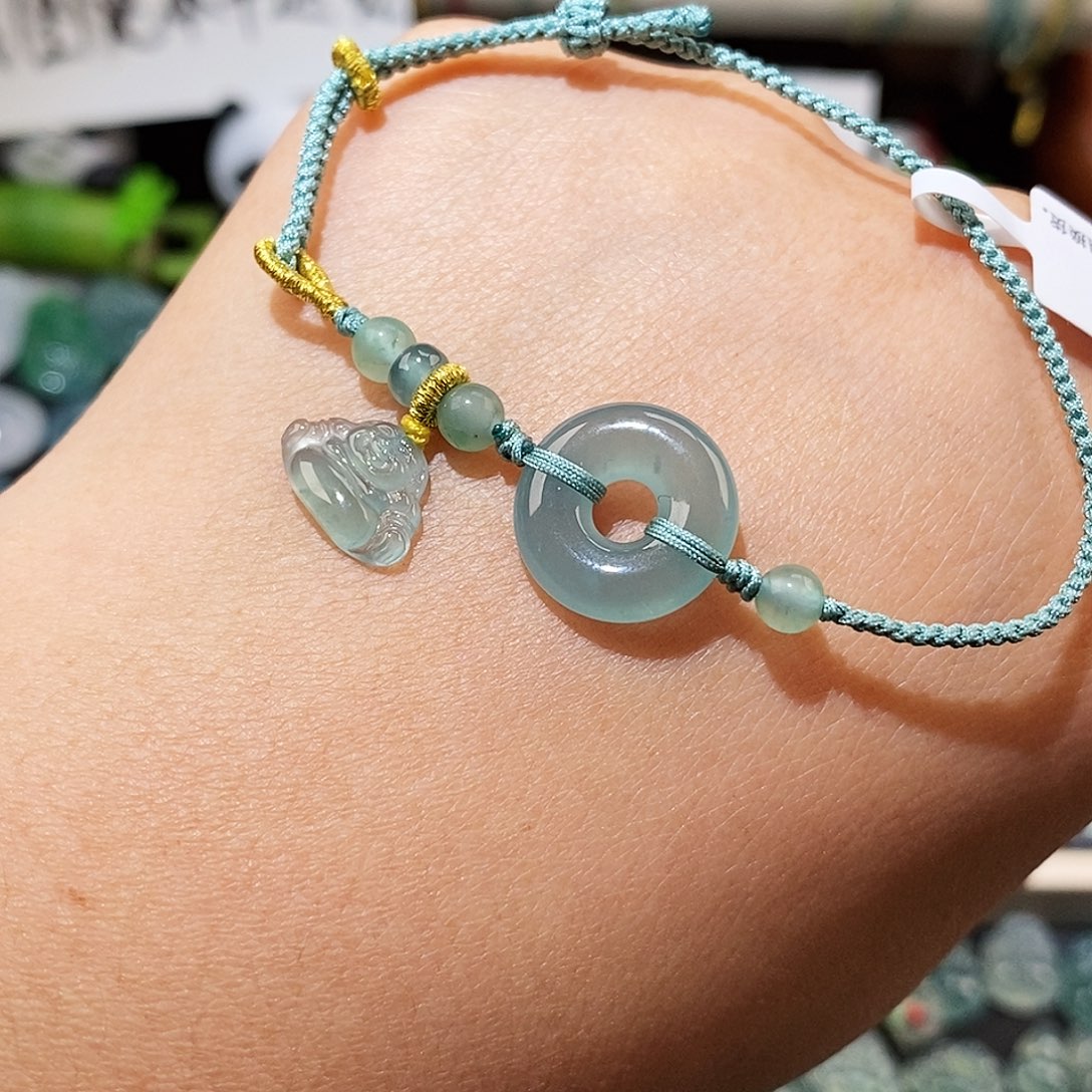 翡翠未镶嵌颈饰平安扣➕佛公手绳15