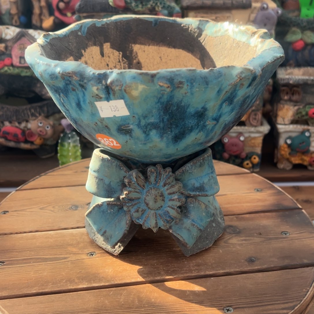 红陶白狐特价花盆内口18