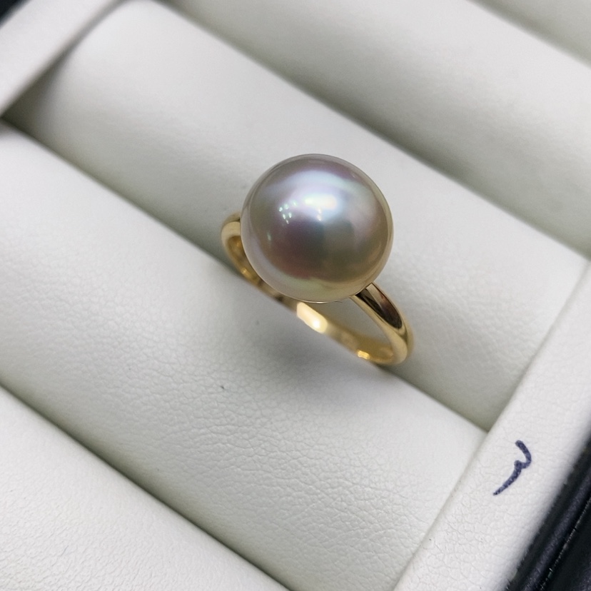 【闪购商品】海水珍珠戒指18K金镶嵌一珠三色10-11