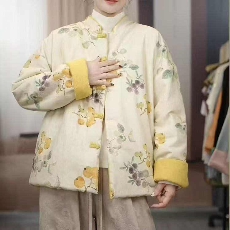 长袖厚款落肩袖厚款立领棉衣棉服两面穿常规新中式国风款