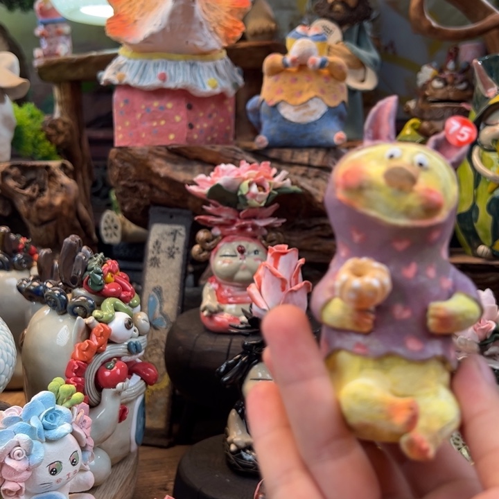 咖***粉陶摆件小镇青花每日有新品
