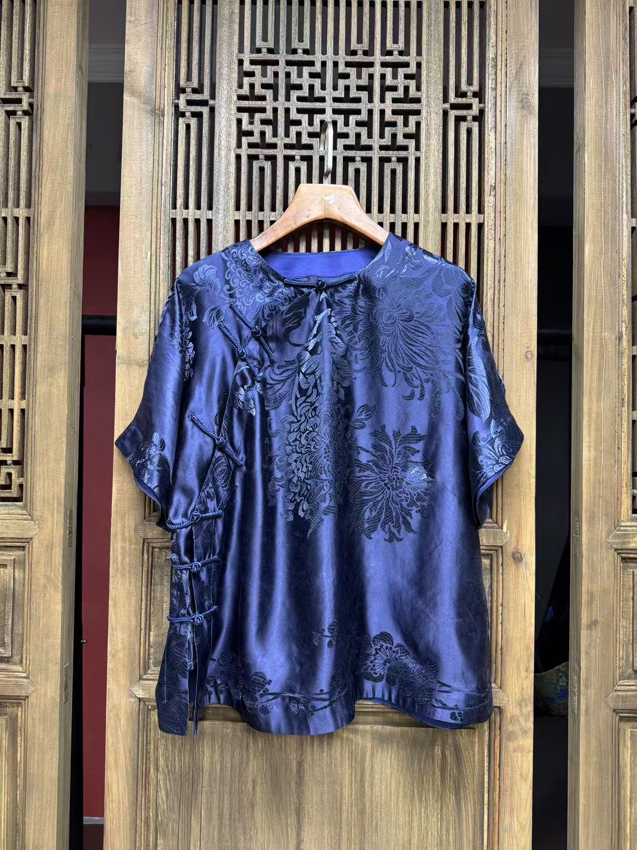 云喜原创老缎单层立领短袖小姐姐服02