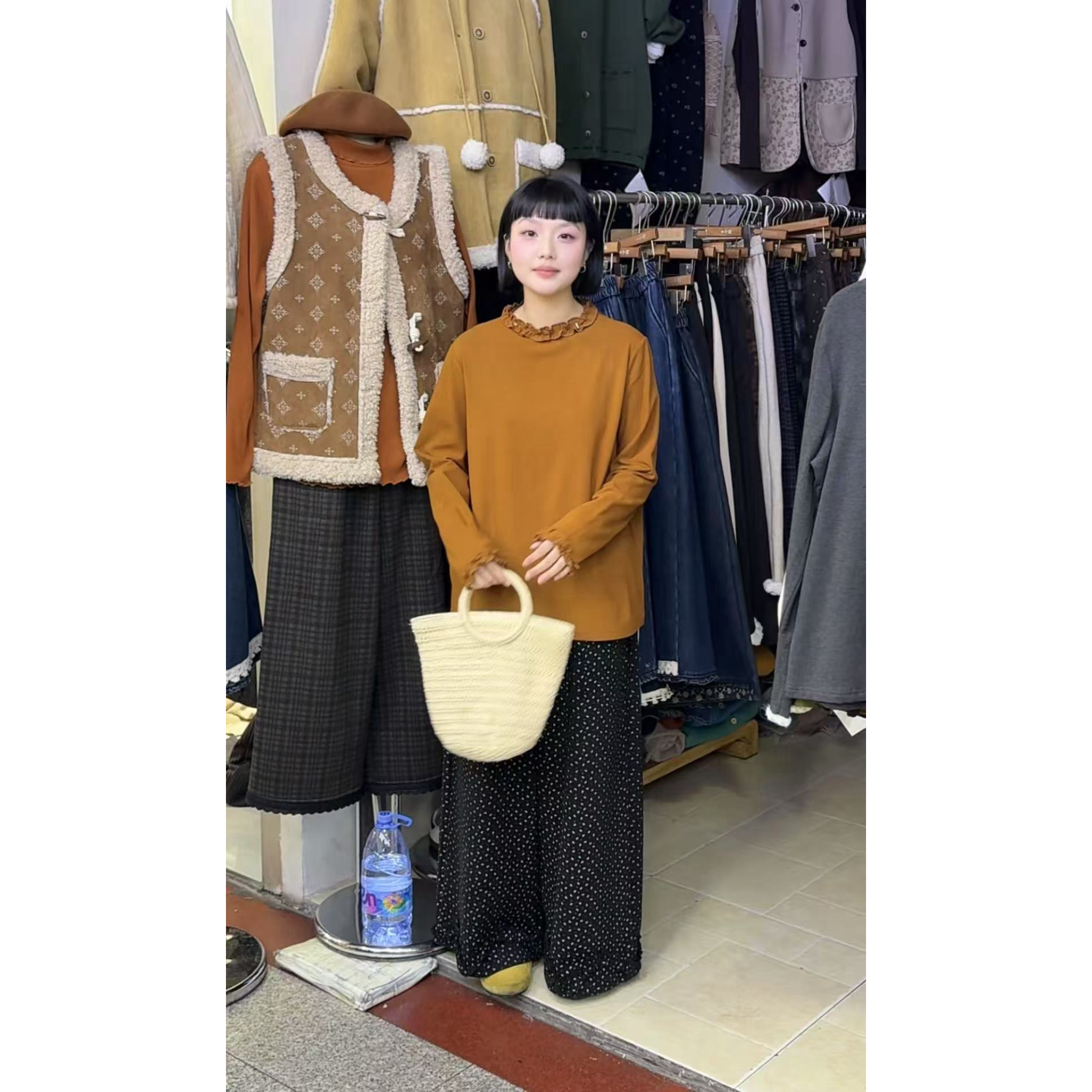 XH#8956#简约百搭加绒加厚打底衫 FL 