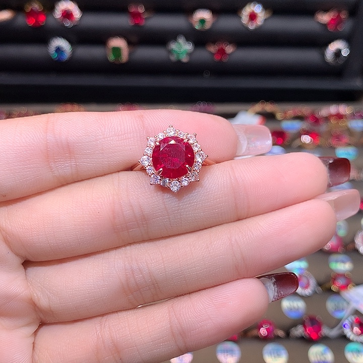 红宝石戒指银S925镶嵌1