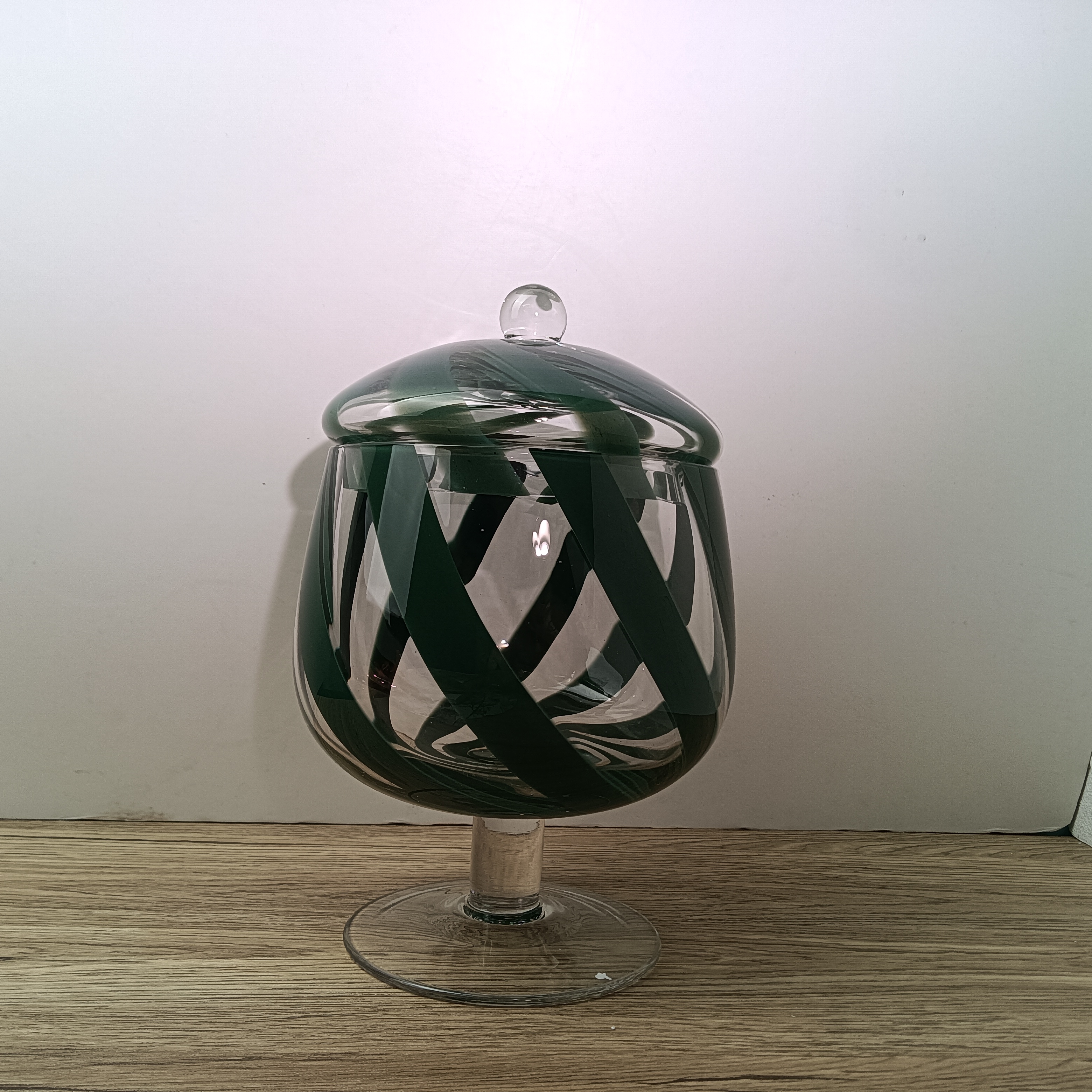 Q348 水杯现代化时尚家居绿色条纹糖果罐质感玻璃杯