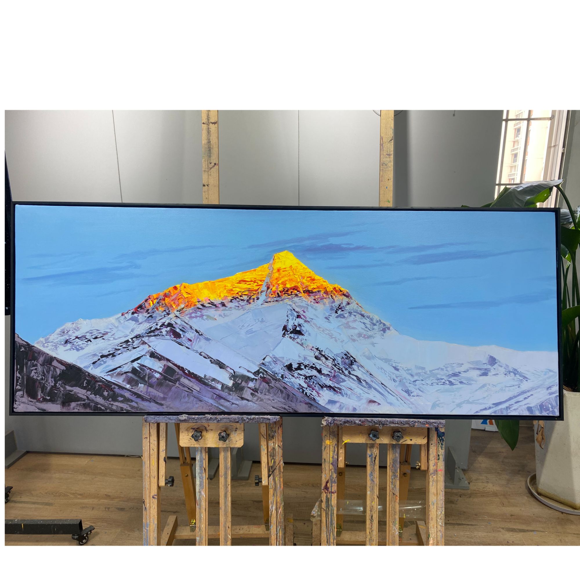 日照金山/油画/画芯60x160CM