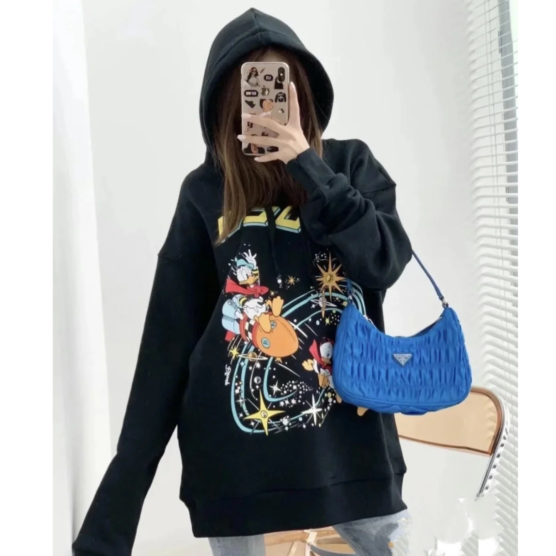 99新 GUCCI/古驰 GUCCI X Disney联名/M码/唐老鸭印花连帽卫衣 