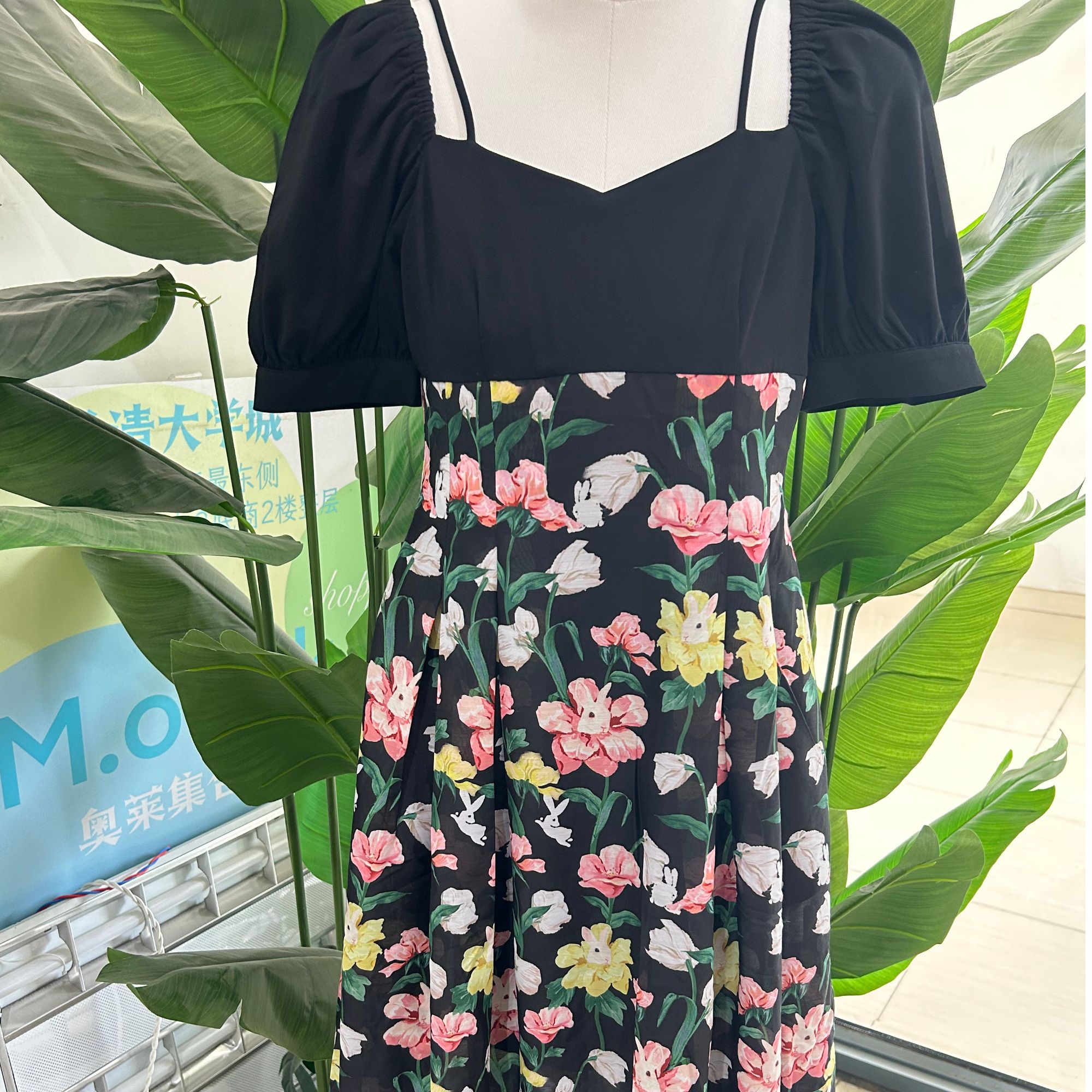 【1404】拼接印花连衣裙