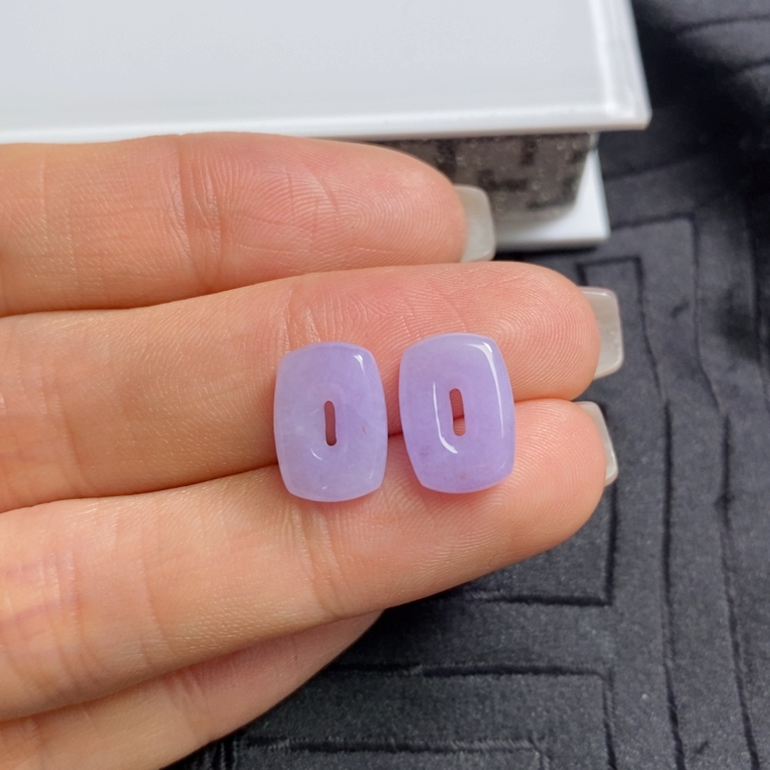 翡翠未镶嵌耳饰紫罗兰小方糖