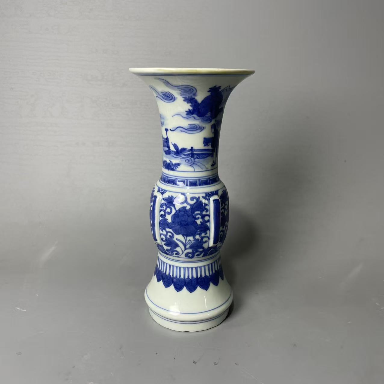 青花人物故事花觚