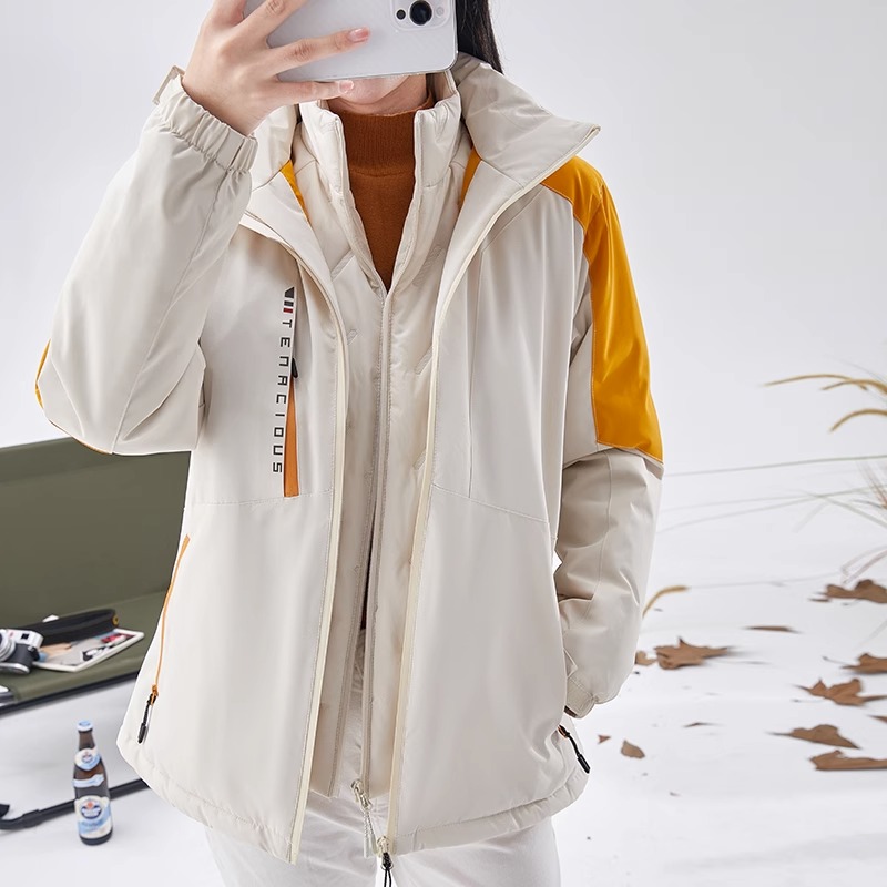 北面黑标三合一夹棉冲锋衣女保暖加厚可拆卸棉服两件套冬户外滑雪