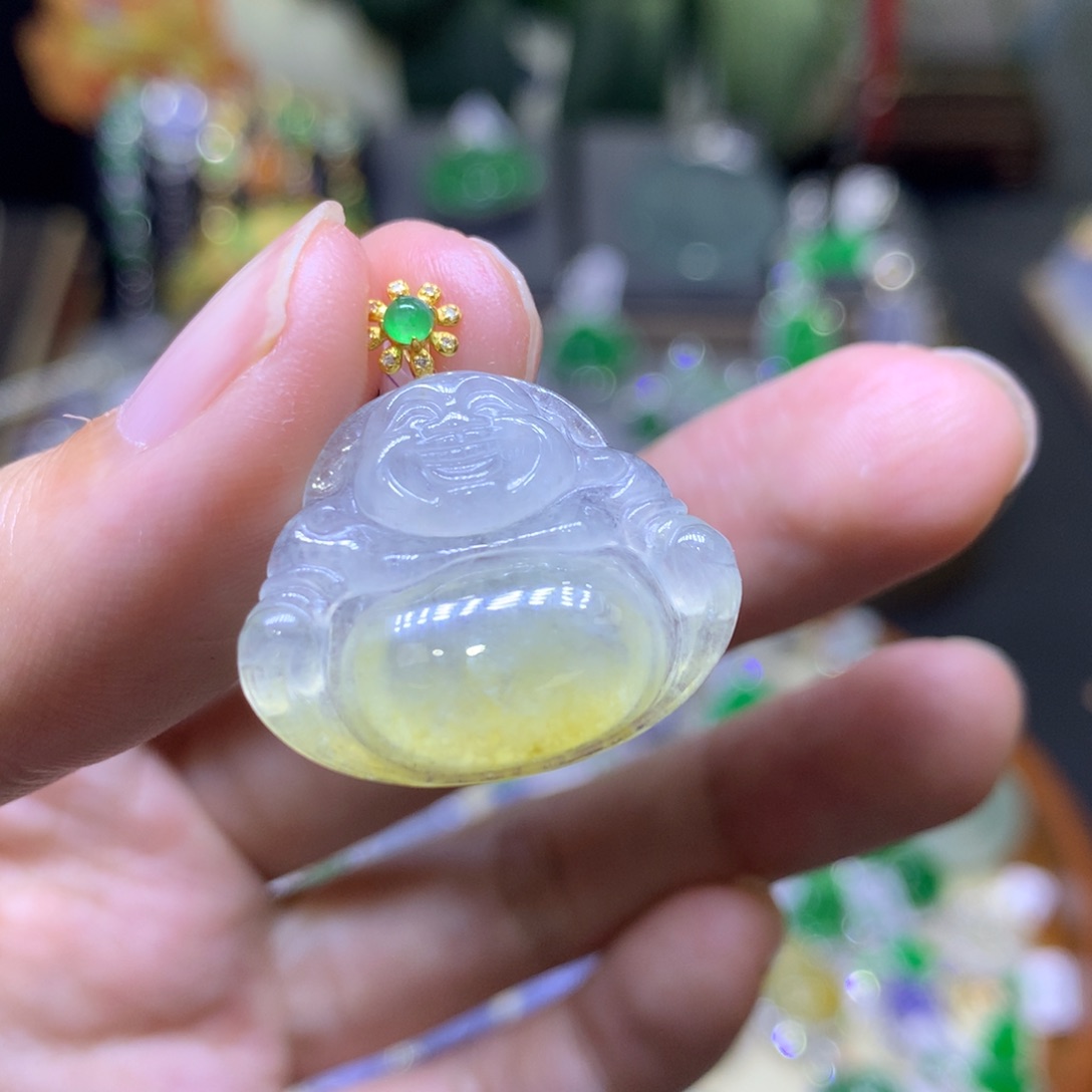 翡翠18K金镶嵌颈饰翡翠玉石吊坠项链