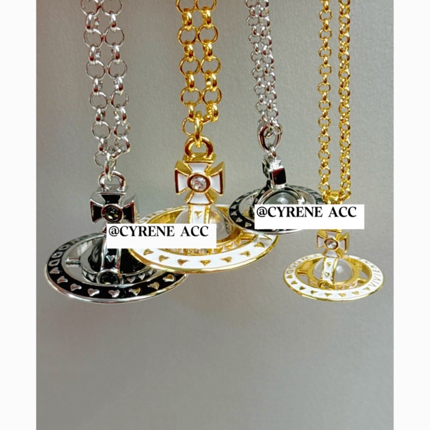 合金合成锆石项链 【立体星球土星orb吊坠】锁骨链毛衣链ins欧美