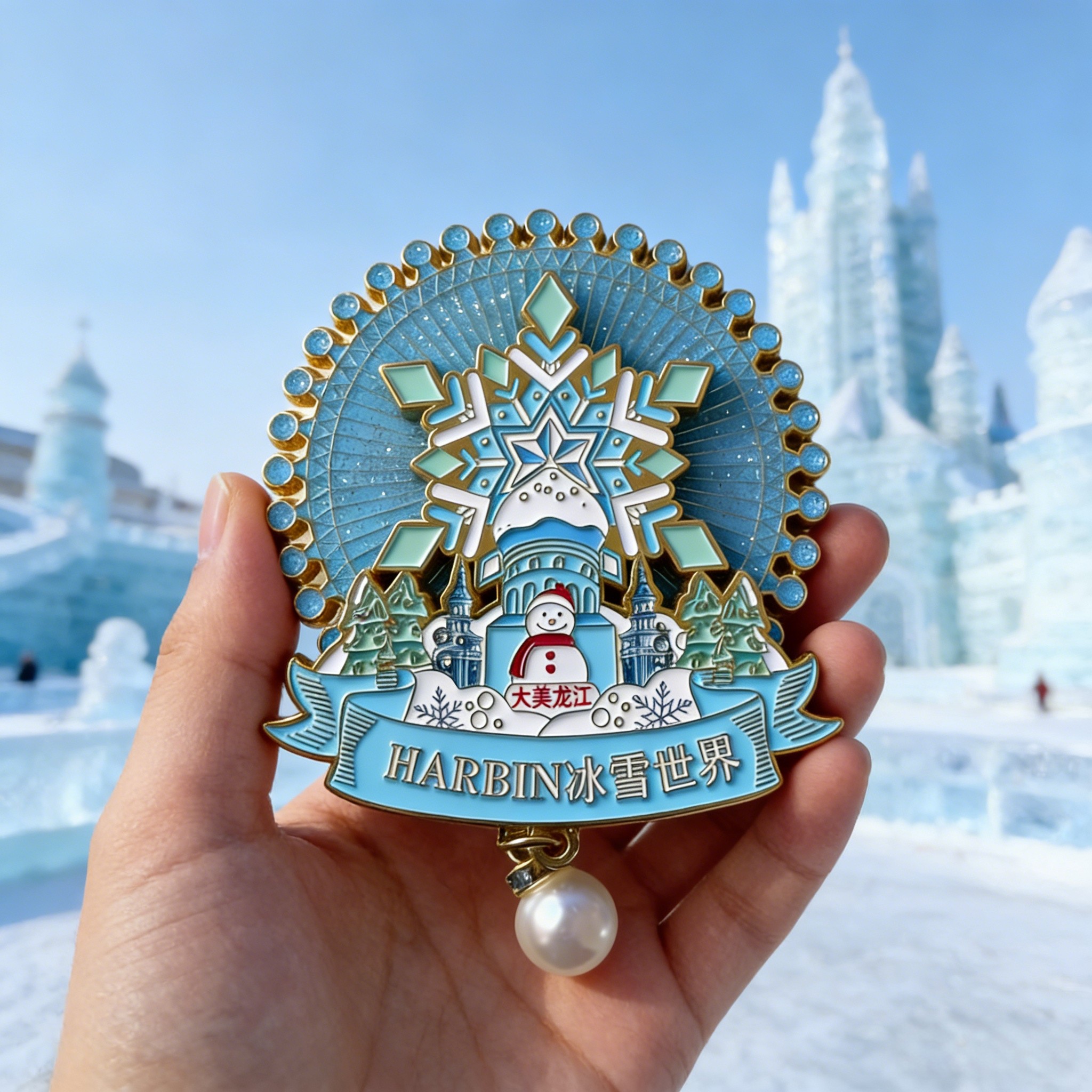 哈尔滨冰雪大世界文创精品冰箱贴摩天轮可旋转设计伴手礼品套装