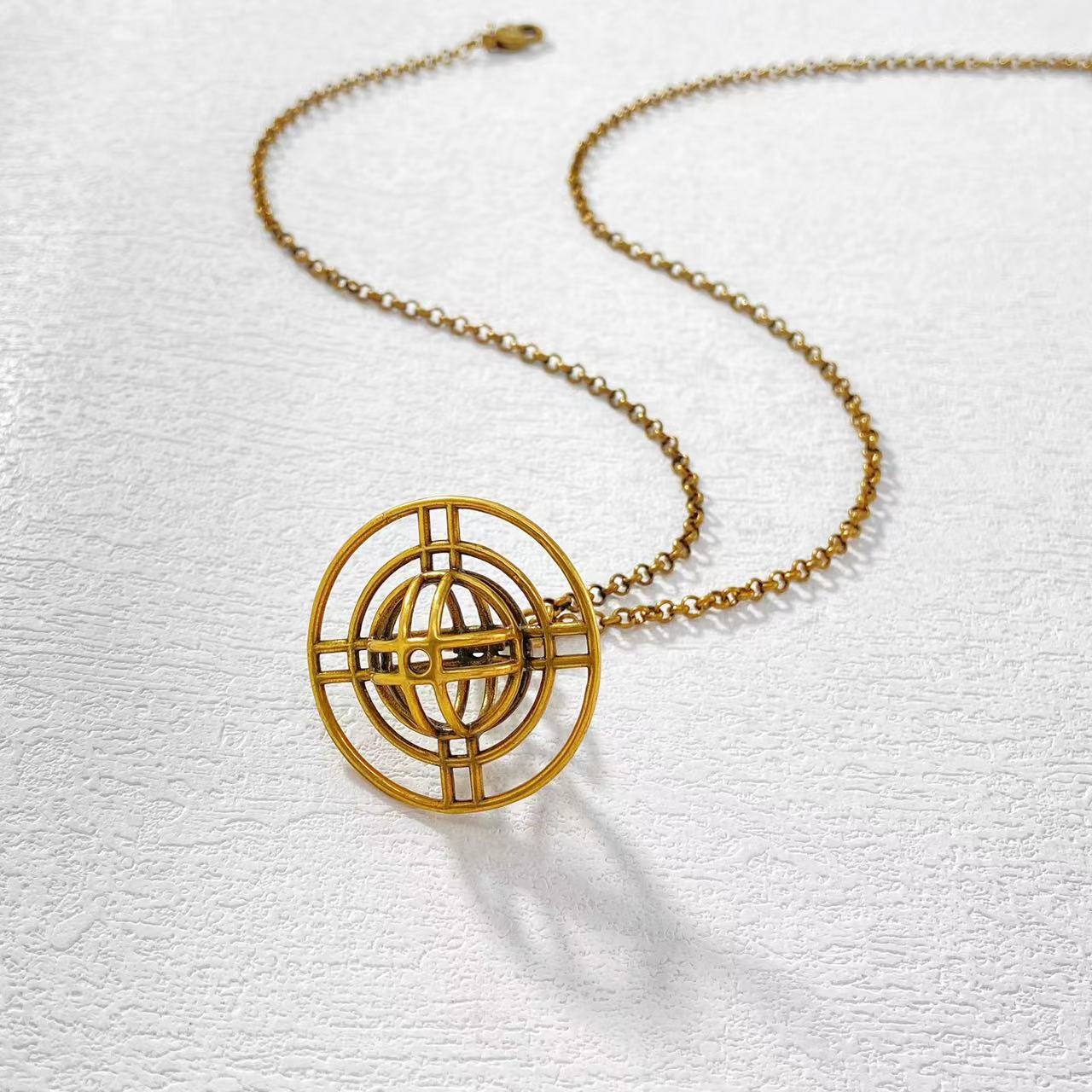 铜合金项链 木木（RZ6365） 60厘米 做旧复古镂空土星长项链