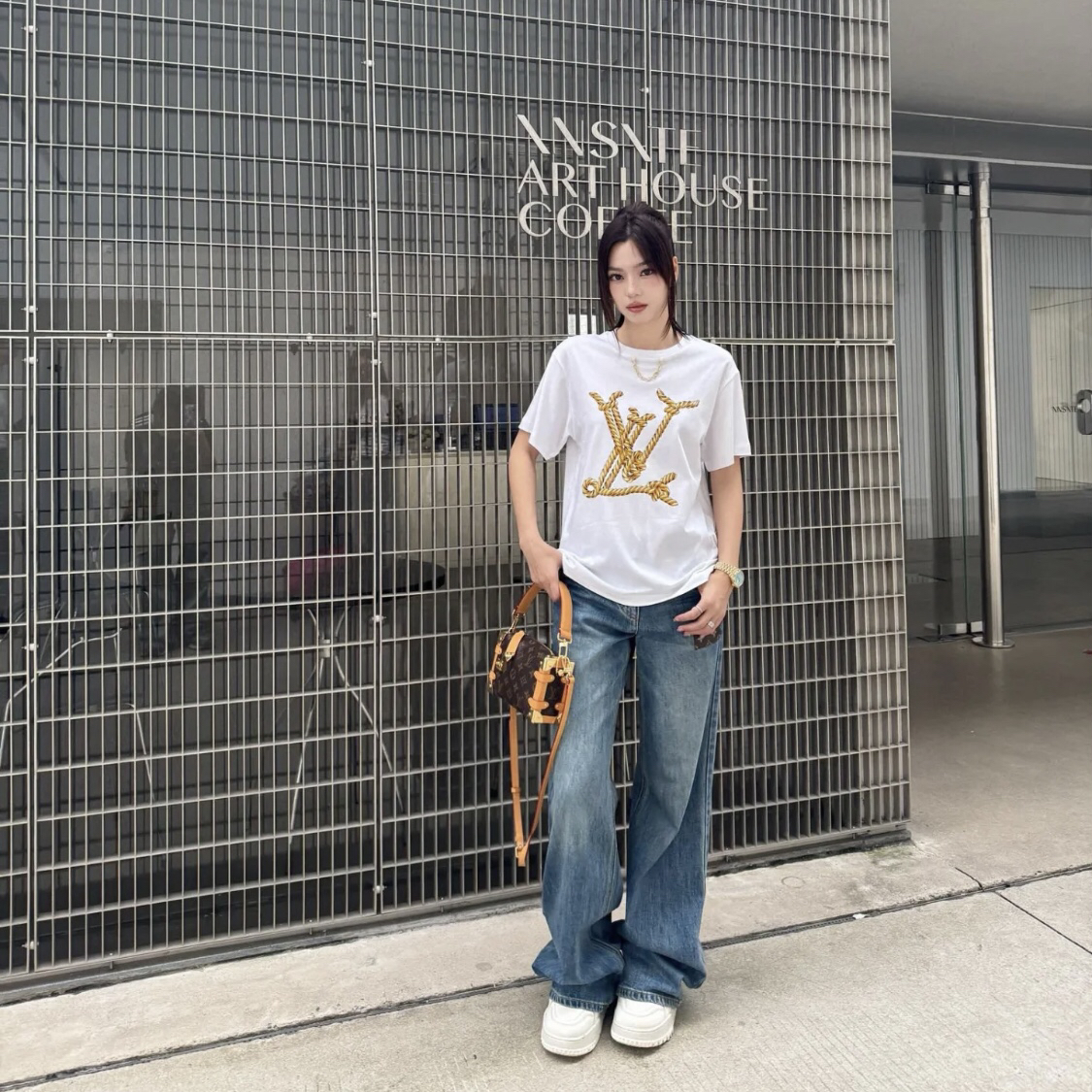 未使用 LouisVuitton/路易威登 编织logo白色短袖 S码 GM003850