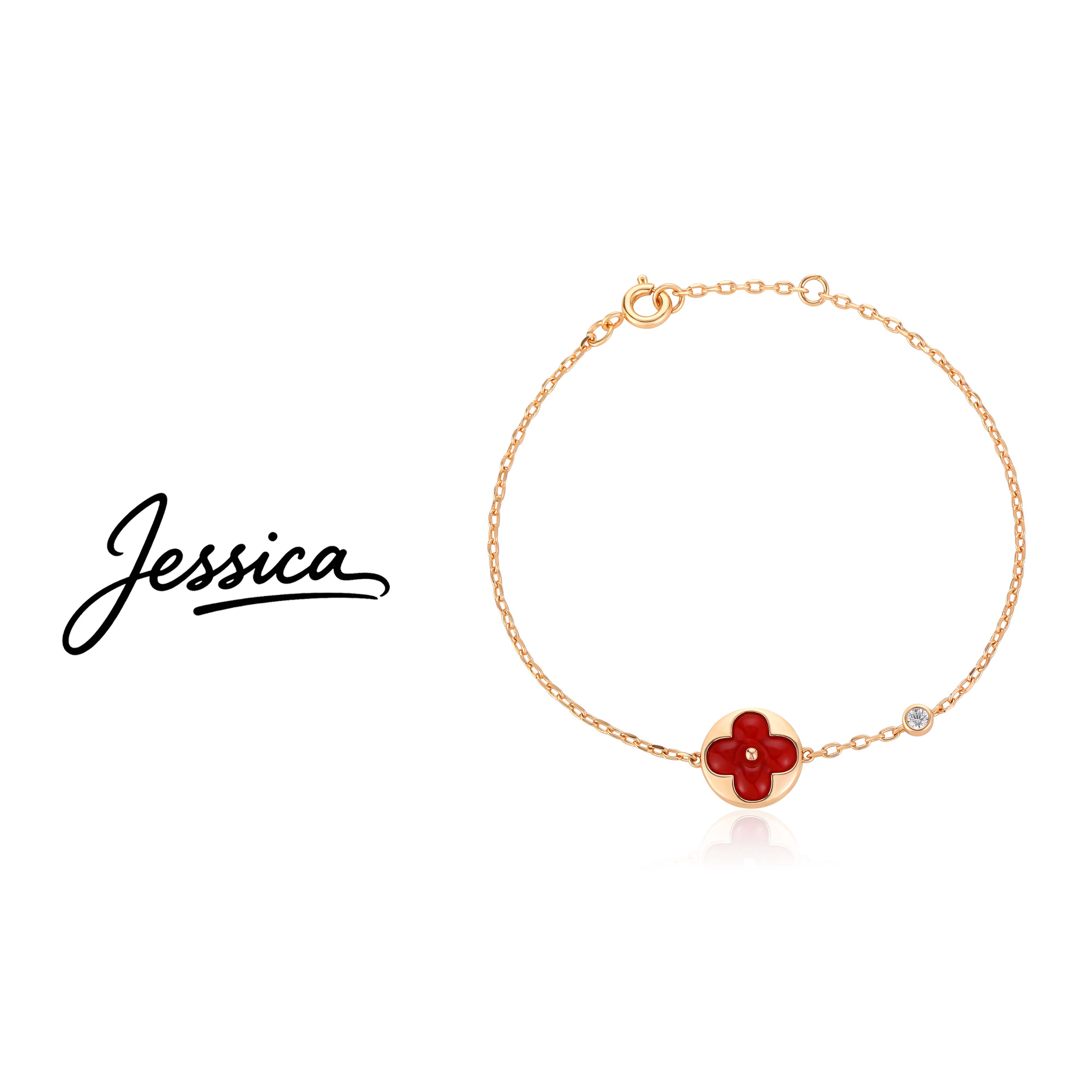 佳西卡 CNC精工 17厘米 红玛瑙圆花单花手链（JXK898）