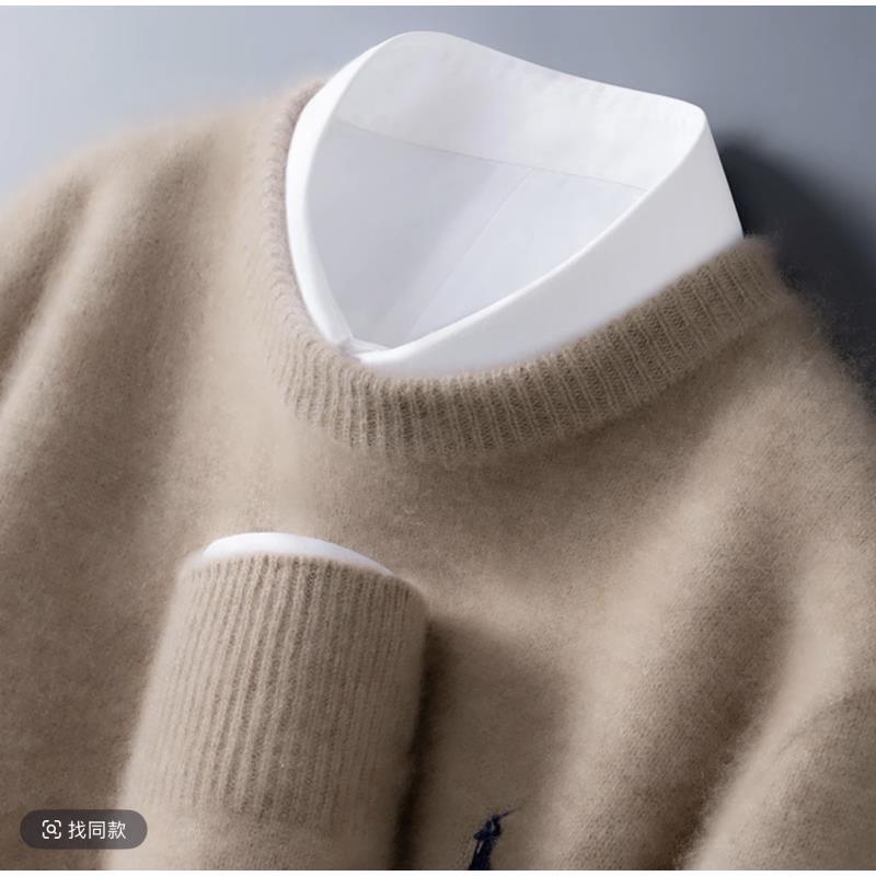 霸气侧漏！刺绣新款100羊绒衫男士圆领加厚保暖针织打底简约百搭