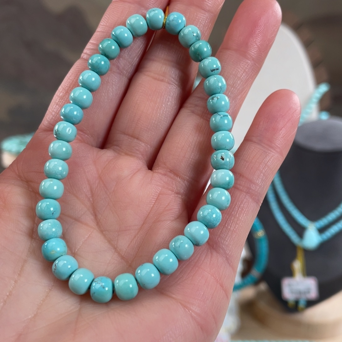 绿松石未镶嵌套链5.8精品老型手串