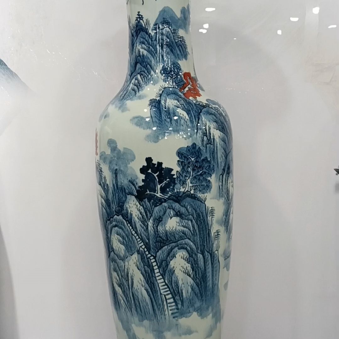 瓶景德镇落地花瓶一米4手绘一对