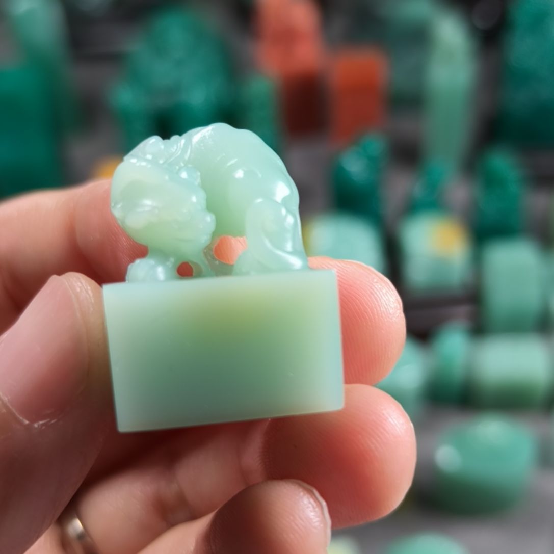 印石昌化石梅子青印章1