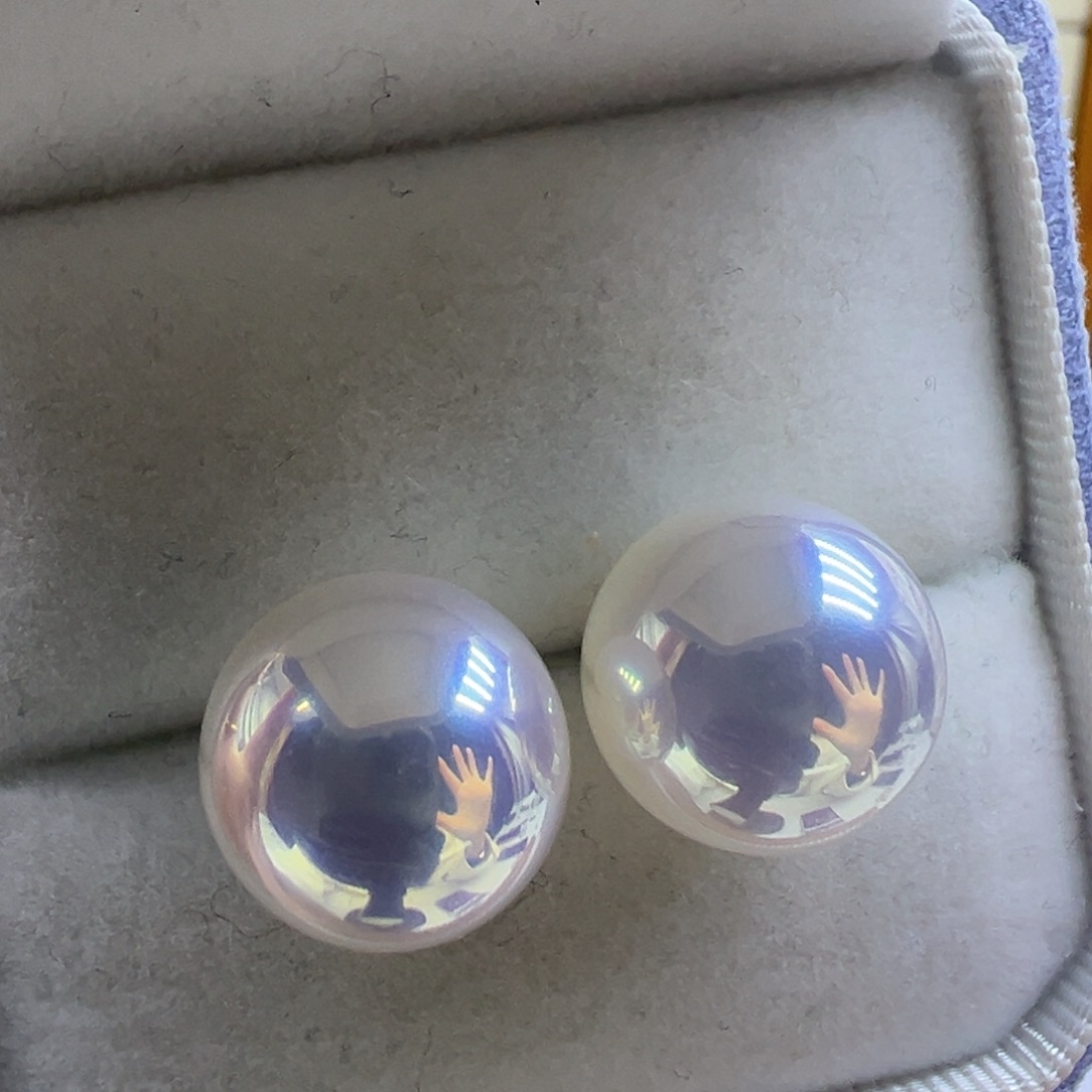 淡水珍珠银S925镶嵌耳饰