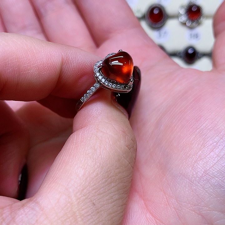 石榴石吊坠银S925镶嵌