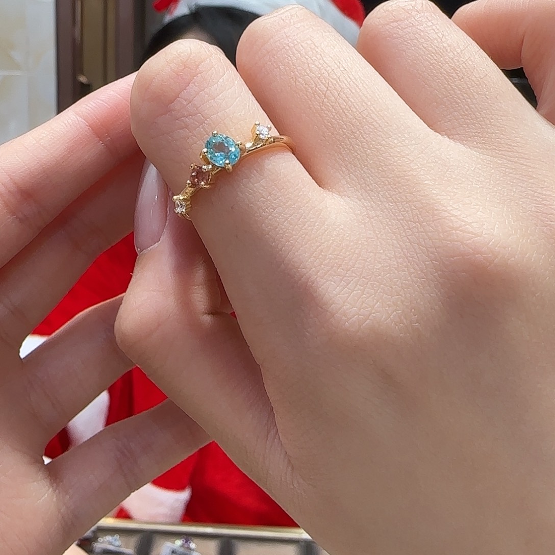 磷灰石戒指银S925镶嵌设计款